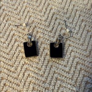 Black and Silver Square Earrings